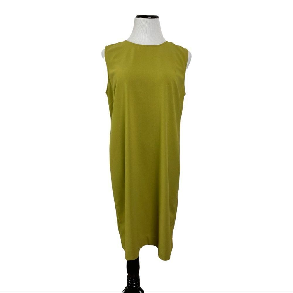 J Jill Sleeveless Sheath Dress Stretch Size 14 Petite Green Work Career